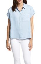 Women's Sanctuary Mod Short Sleeve Boyfriend Shirt - Blue
