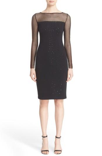 Women's St. John Collection Sequin Embellished Shimmer Milano Knit Dress - Black