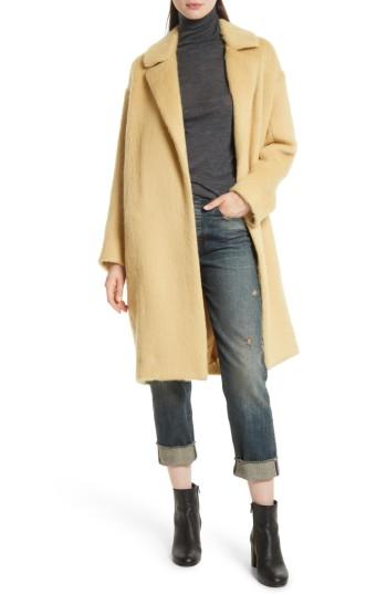 Women's Vince Long Shaggy Coat - Yellow