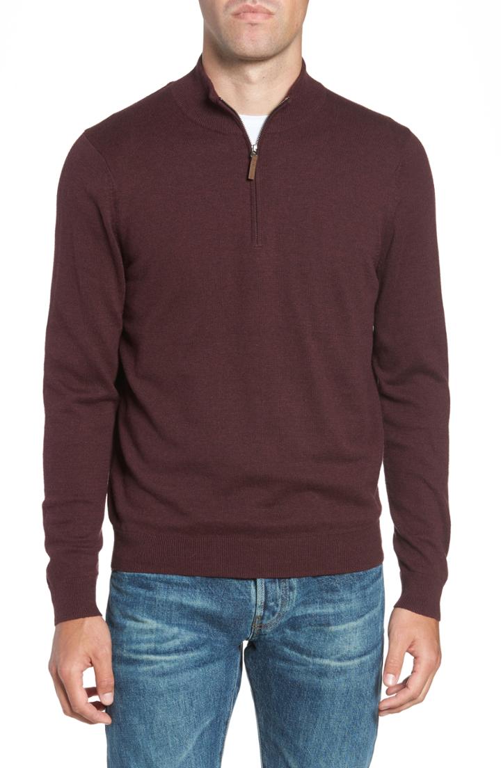 Men's Nordstrom Men's Shop Half Zip Cotton & Cashmere Pullover, Size - Red