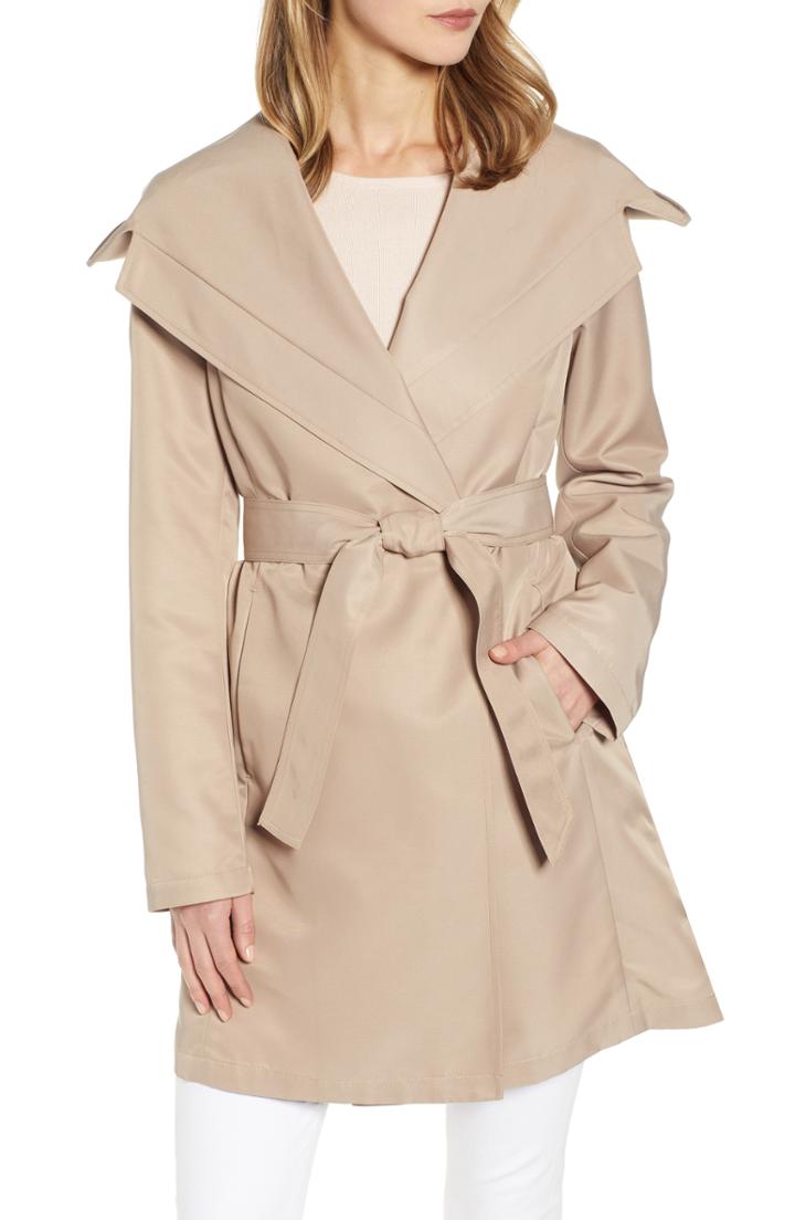 Women's Sam Edelman Hooded Wrap Trench Coat - Beige