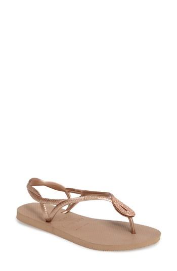 Women's Havaianas Luna Sandal /38 Br - Metallic