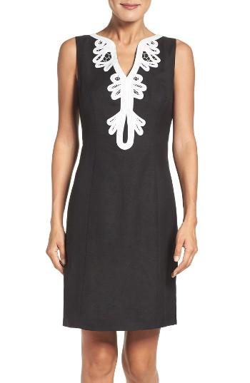 Women's Eliza J Embroidered Neck Sheath Dress - Black