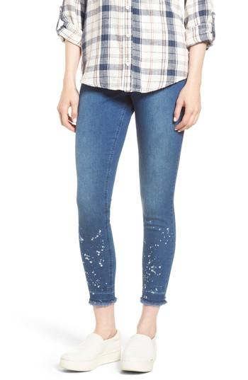 Women's Zeza B By Hue Bleached Raw Hem Denim Skimmer Leggings - Blue