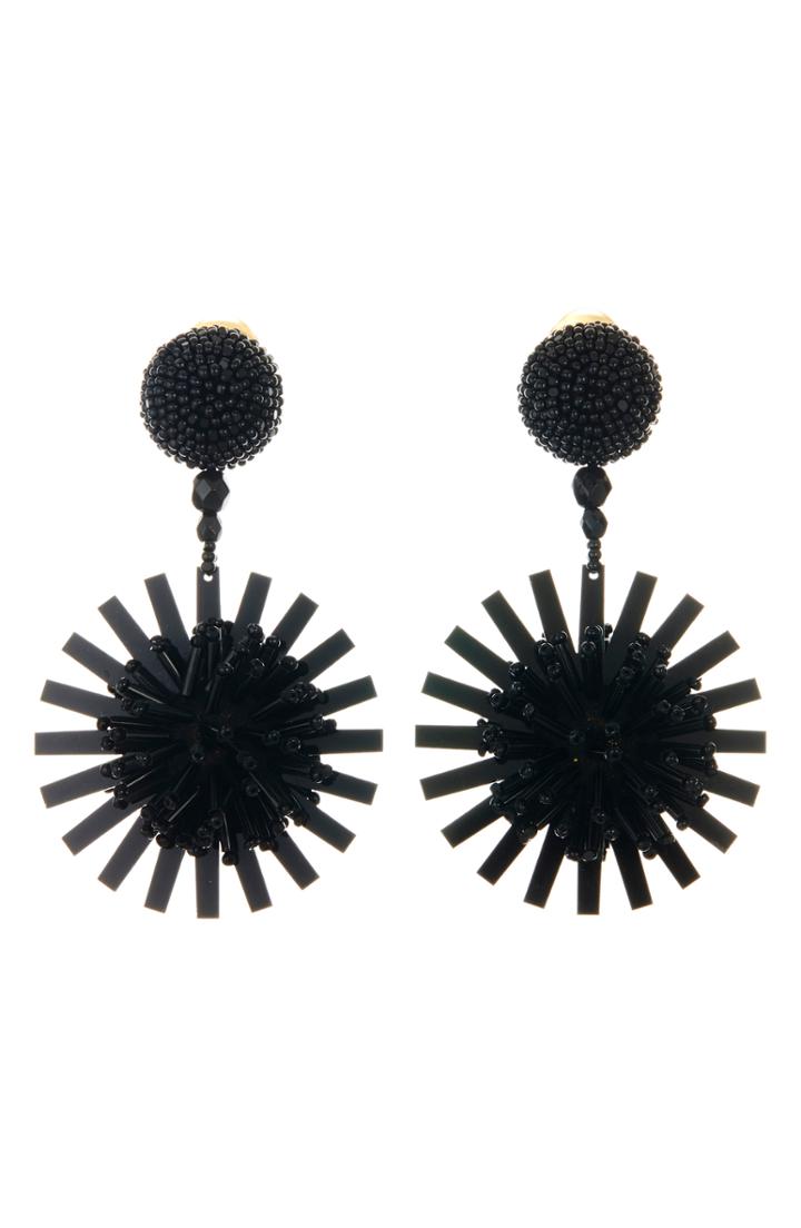 Women's Oscar De La Renta Beaded Pom Pom Flower Drop Earrings