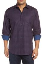 Men's Bugatchi Classic Fit Houndstooth Check Sport Shirt - Blue
