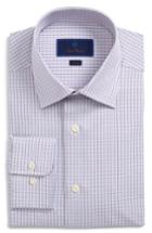 Men's David Donahue Trim Fit Check Dress Shirt .5 - 34/35 - Pink