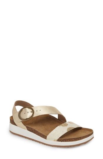 Women's Aetrex Adrianna Genuine Calf Hair Sandal Eu - Metallic