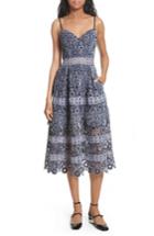 Women's Self-portrait Embroidered Cutwork Midi Dress - Grey
