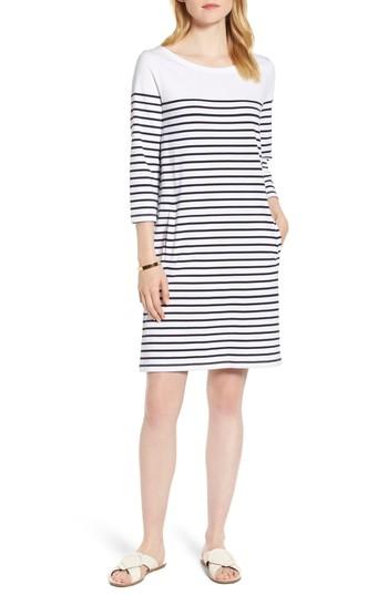 Women's 1901 Stripe Cotton Knit Shift Dress - White