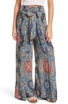 Women's Band Of Gypsies Haley Paisley Wide Leg Pants - Blue