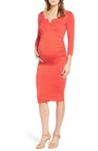 Women's Isabella Oliver Harley Henley Maternity Dress - Coral