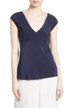 Women's Diane Von Furstenberg V-neck Silk Blouse, Size - Blue