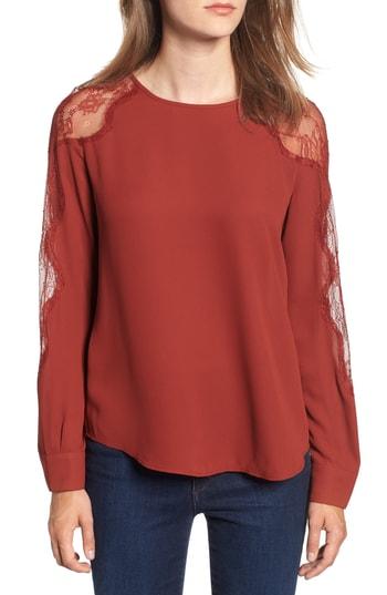 Women's Chelsea28 Lace Inset Blouse, Size - Red