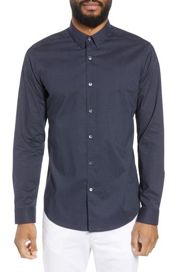 Men's Theory Zack Bayliss Fit Sport Shirt, Size Small - Blue
