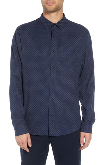Men's Vince Classic Fit Square Print Sport Shirt - Blue