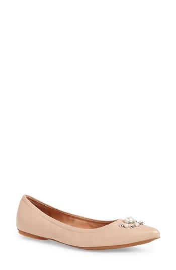 Women's Linea Paolo Nadia Embellished Pointy Toe Flat M - Pink