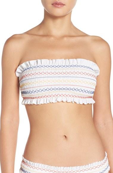 Women's Tory Burch Costa Smocked Bandeau Bikini Top