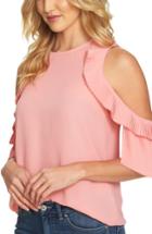 Women's Cece Cold Shoulder Pleated Blouse, Size - Pink