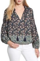 Women's Lucky Brand Floral Peasant Blouse - Blue