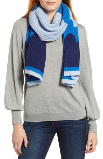 Women's Halogen Chevron Cashmere Scarf, Size - Blue