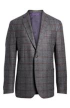 Men's Ted Baker London Kyle Trim Fit Windowpane Wool Blend Sport Coat S - Grey