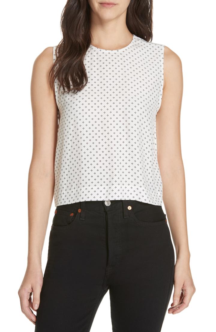 Women's Jenni Kayne Dot Print Silk Shell - Ivory