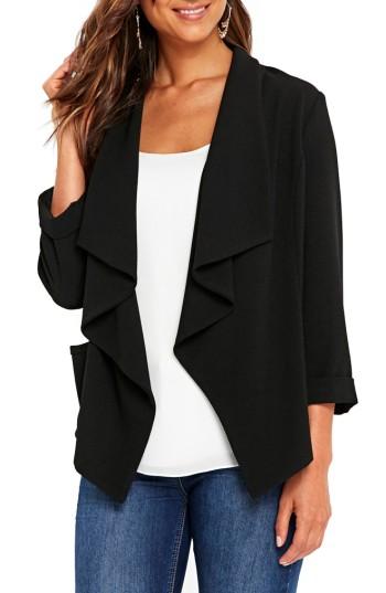 Women's Wallis Drape Front Waterfall Jacket Us / 10 Uk - Black