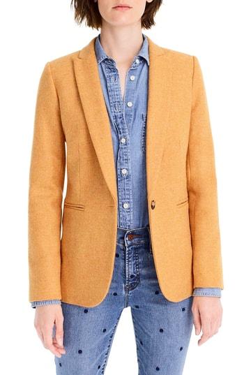 Women's J.crew Parke Herringbone Wool Blazer - Yellow