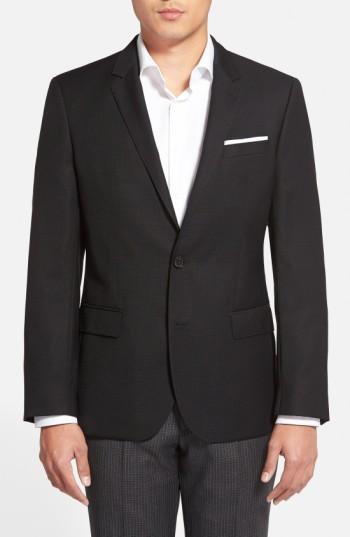 Men's Boss Hutch Trim Fit Wool Blazer L - Black