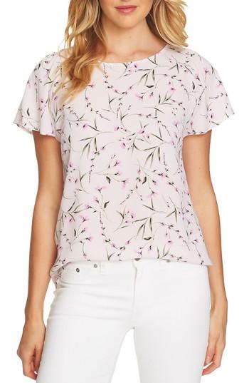 Women's Cece Graceful Flora Flutter Sleeve Blouse - Pink