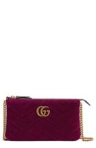 Gucci Mini Gg Marmont 2.0 Matelasse Velvet Shoulder Bag - Pink
