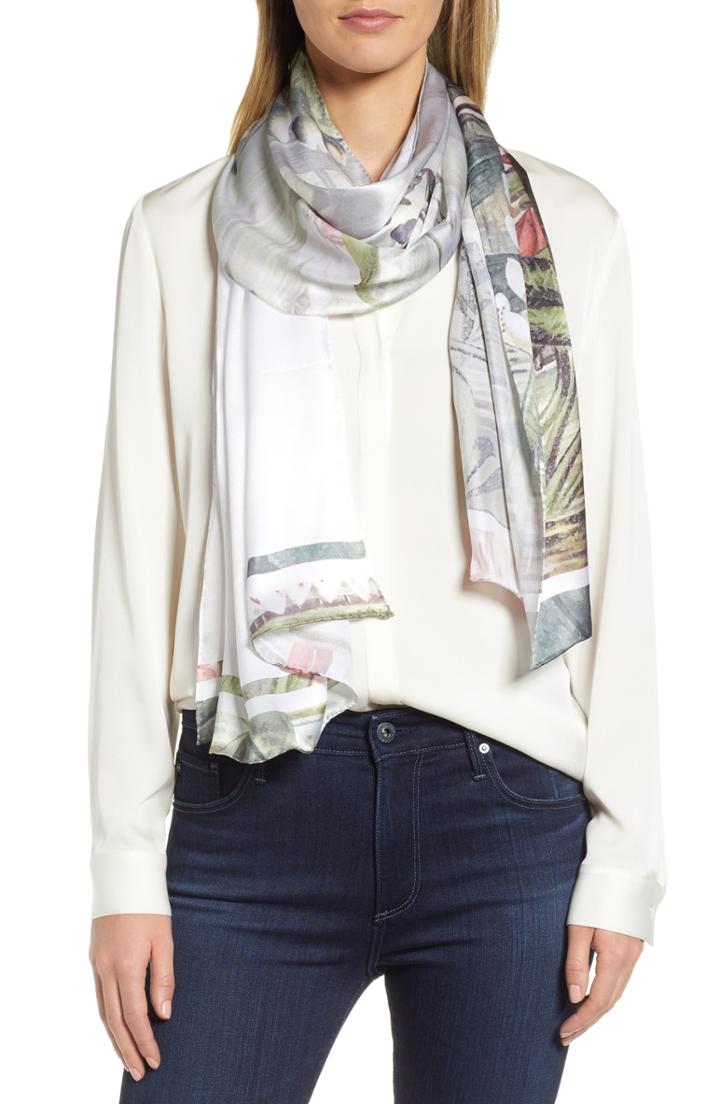 Women's Ted Baker London Wonderland Silk Scarf, Size - Ivory