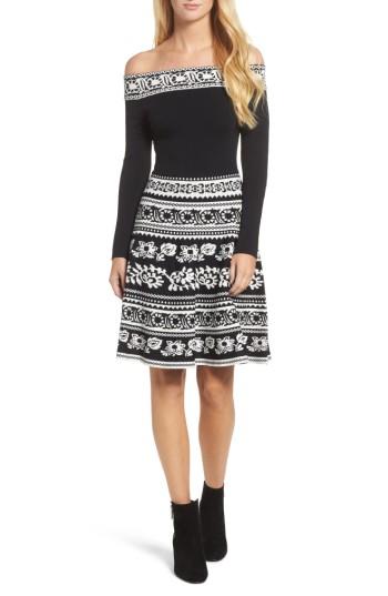 Women's Eliza J Pattern Off The Shoulder A-line Knit Dress