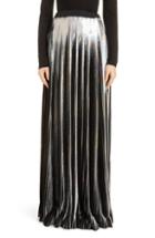 Women's Balmain Hologram Plisse Jersey Maxi Skirt Us / 42 Fr - Metallic