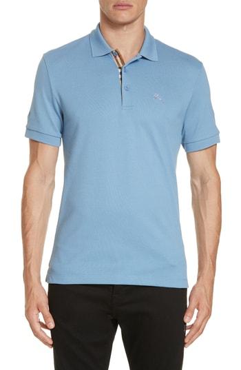 Men's Burberry Hartford Pique Polo, Size - Blue