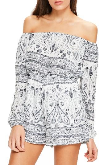 Women's Missguided Off The Shoulder Romper Us / 6 Uk - White
