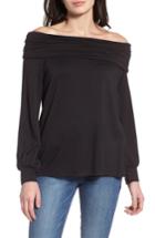 Women's Caslon Convertible Neck Sweatshirt, Size - Black