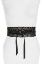 Women's Bp. Perforated Floral Faux Leather Tie Belt - Black
