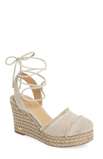 Women's Michael Michael Kors Tibby Wraparound Platform Wedge M - Beige