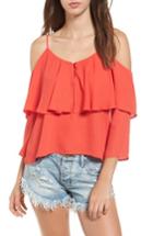 Women's Elodie Ruffle Cold Shoulder Top - Red