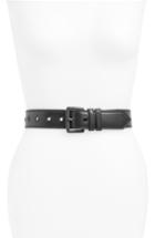 Women's Allsaints Studded Leather Belt /x-large - Black/ Dull Nickel