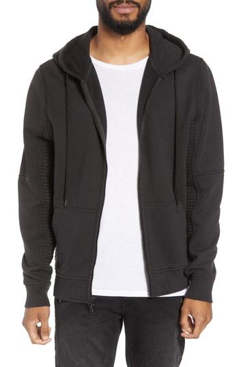 Men's Hudson Blinder Moto Zip Hoodie - Black