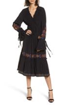 Women's Hinge Embroidered Midi Dress, Size - Black