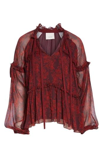 Women's Cinq A Sept Gisele Silk Blouse - Burgundy