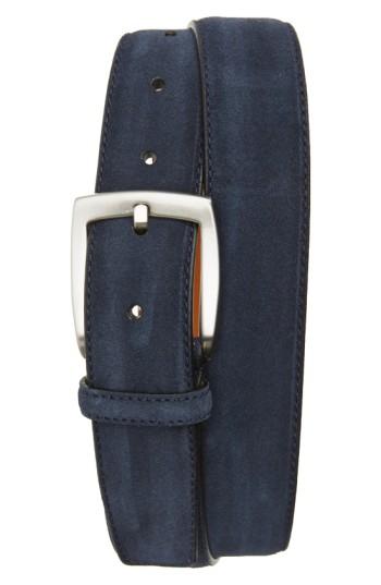 Men's Magnanni Crosta Suede Belt - Navy