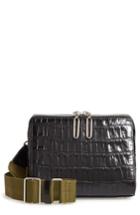 3.1 Phillip Lim Ray Triangle Croc Embossed Leather Crossbody Bag - Black