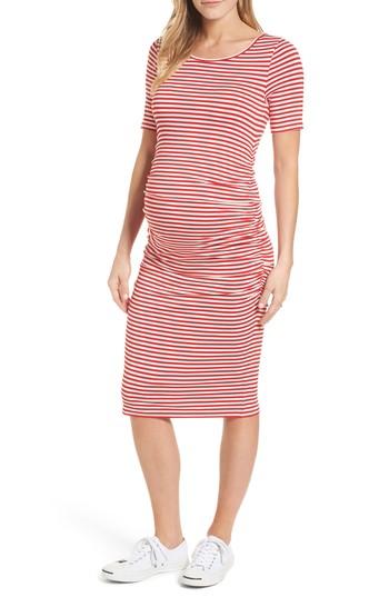Women's Isabella Oliver Jenna Stripe Maternity T-shirt Dress - Red