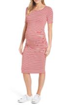 Women's Isabella Oliver Jenna Stripe Maternity T-shirt Dress - Red