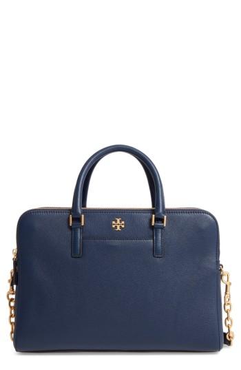 Tory Burch Monroe Leather Satchel - Blue